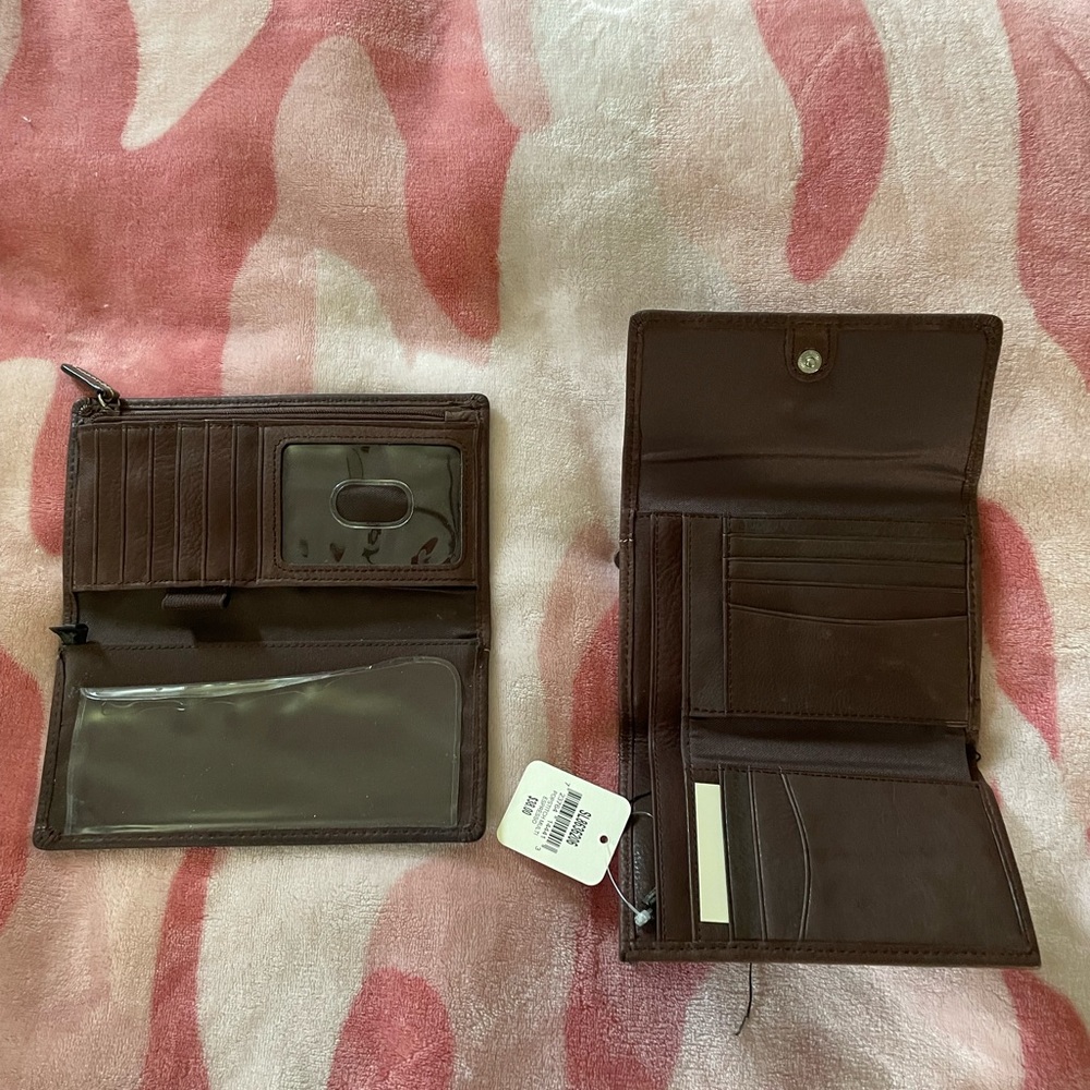 Fossil Popstitch Espresso NWT Wallet & Preowned Checkbook Wallet - Picture 10 of 16